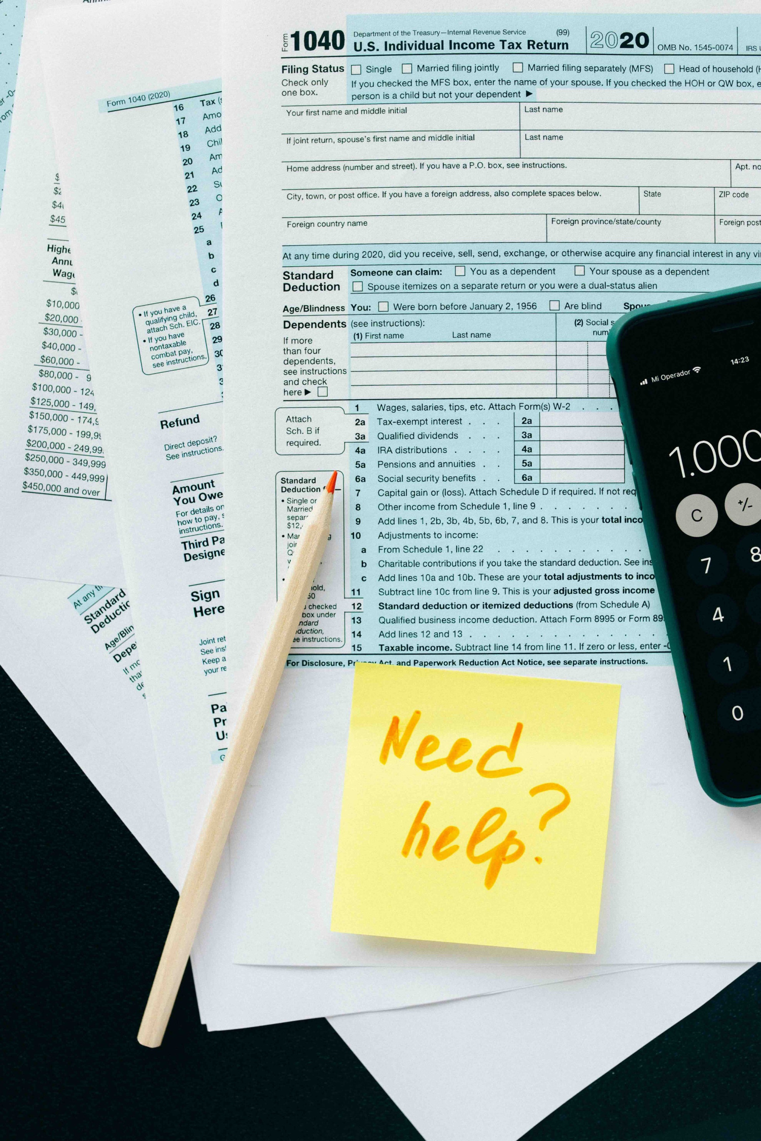 Boca Raton accountant tax forms with pencil